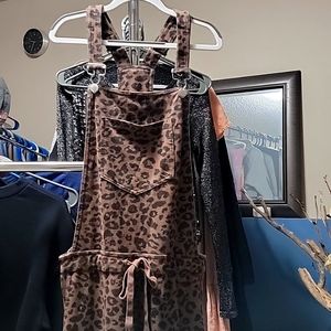 Z Supply Mureile Brown Leopard Print Knit Overalls